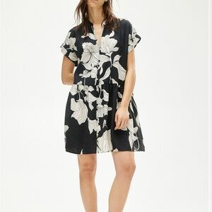 H&M Black and Cream Floral Mini Dress